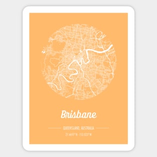 City map in golden yellow: Brisbane, Queensland, Australia with retro vintage flair Sticker